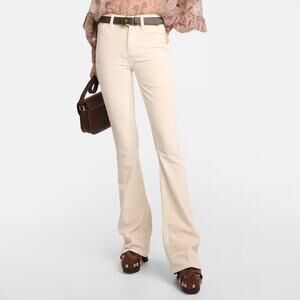 FRAME Denim Le High Flare Leg Pants High Rise Velveteen Velvet Bootcut, Cream